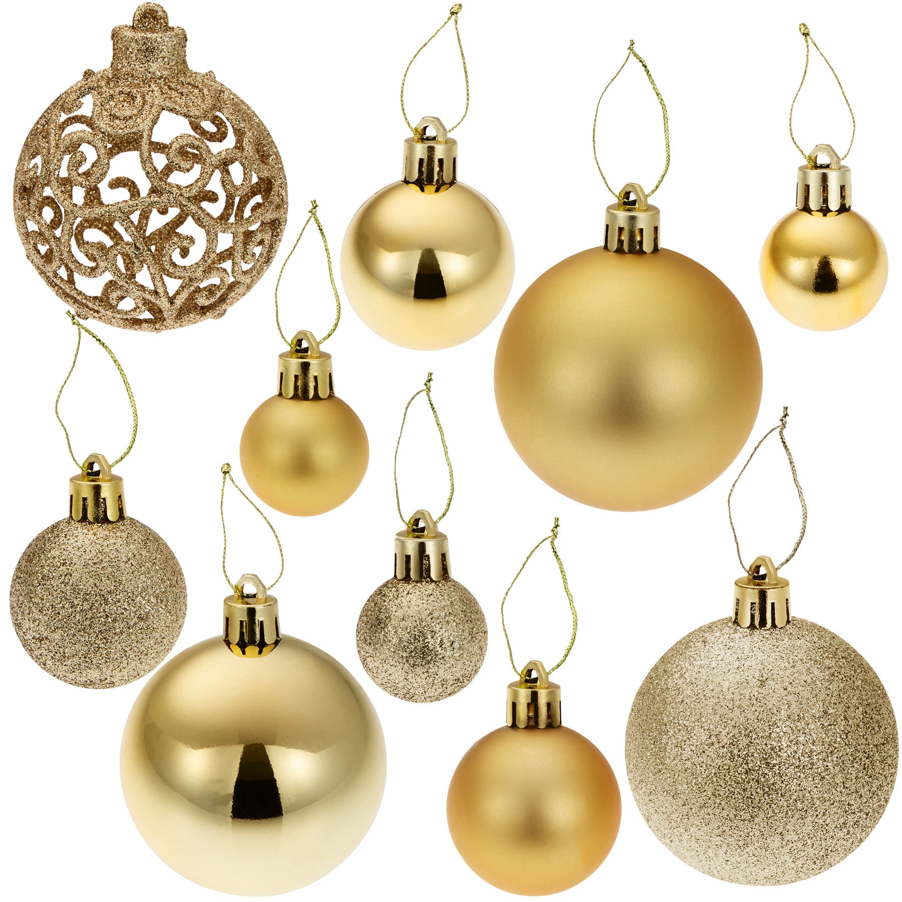 Tectake Lot de 100 boules de Noël dorées assorties - 5