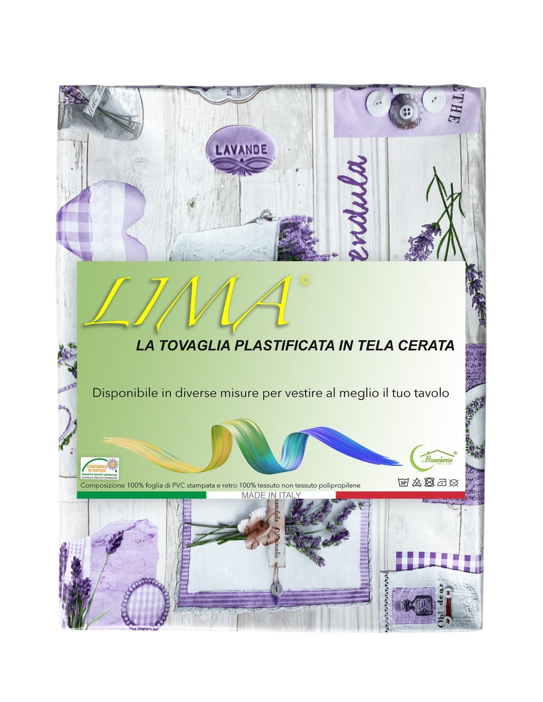 MANTELA LIMA © de lona encerada repelente al agua recubierta de plástico en PVC LAVANDA fabricado en Italia - 3