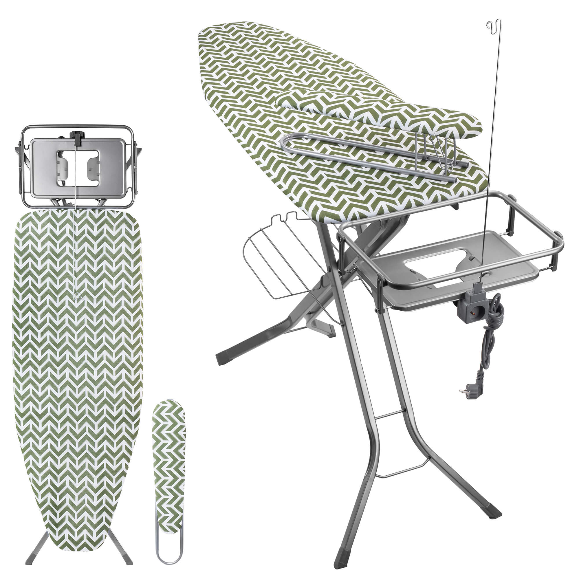 DESKA DO PRASOWANIA DUŻA FULL 130x48cm Z UCHWYTEM ŻELAZKO + RĘKAWNIK KADAX
