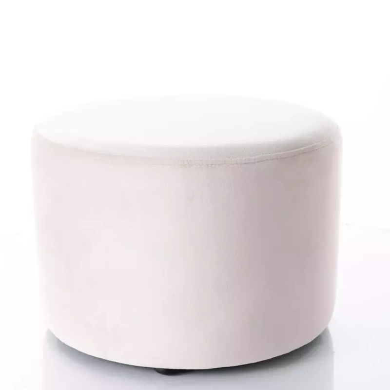 Pouf en velours rond beige clair DELI 43 x 32 cm | Leroy Merlin