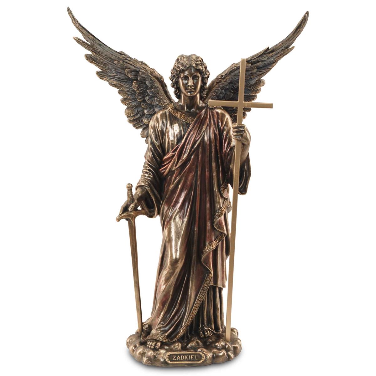 By sigris arcángel zadkiel figura de colección de la misericordia, perdón y libertad figuras bronce colección clásico