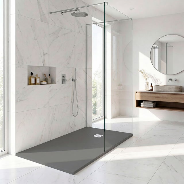 Receveur de douche AQUALITE ULTRASLIM - Bonde Frontale - 170x80 Gris