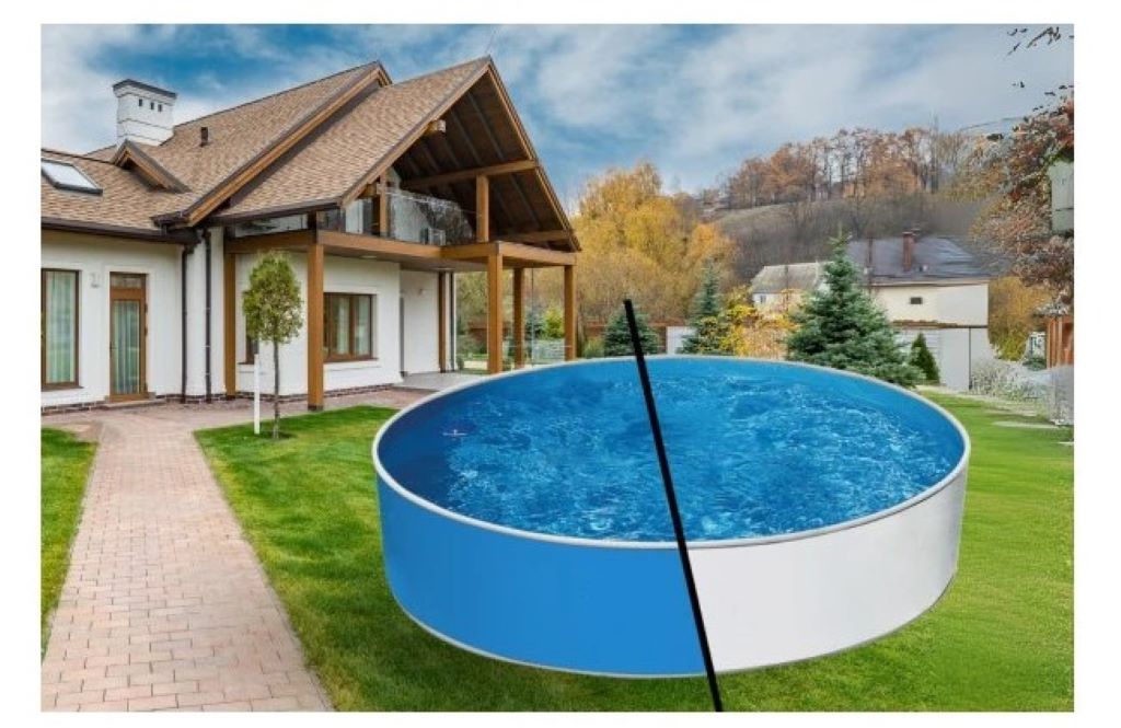 Piscina redonda de acero AZURO 3,6 x 0,9 m azul/blanco elevada ...