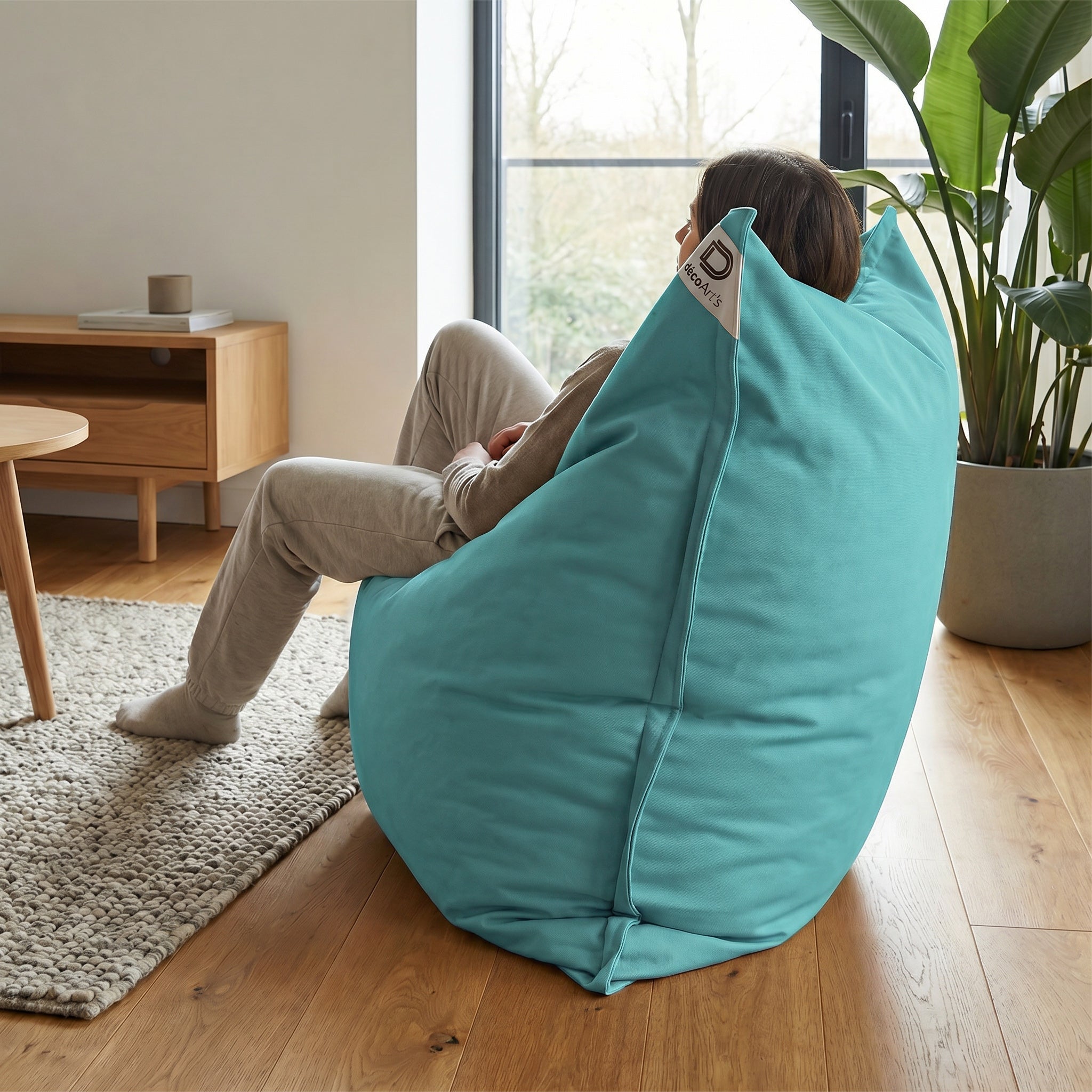 Housse pour Pouf Géant XXL 180x140cm Intérieur et Extérieur - Bleu Caraïbes - 3
