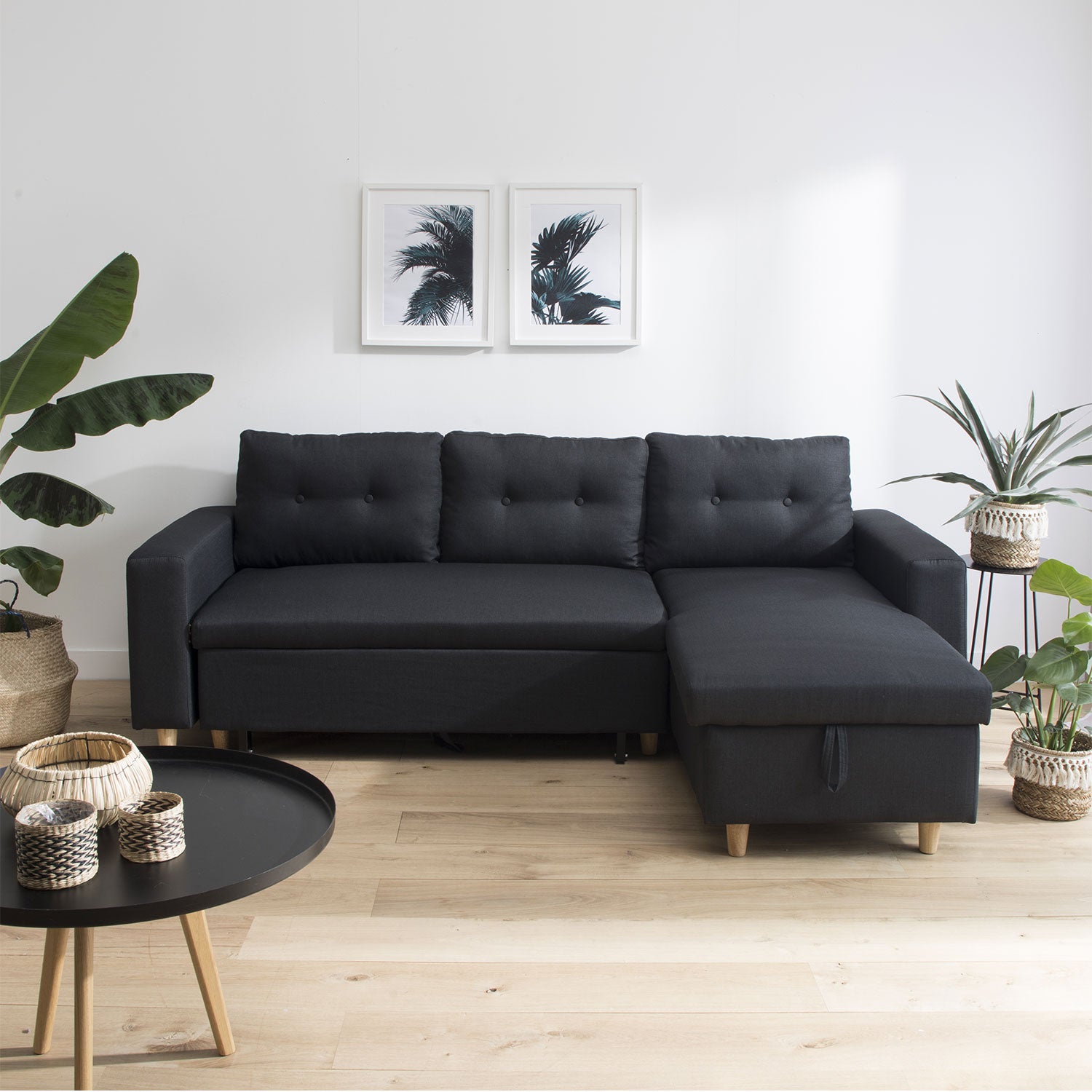 3-osobowa sofa narożna WADE antracytowo-szara