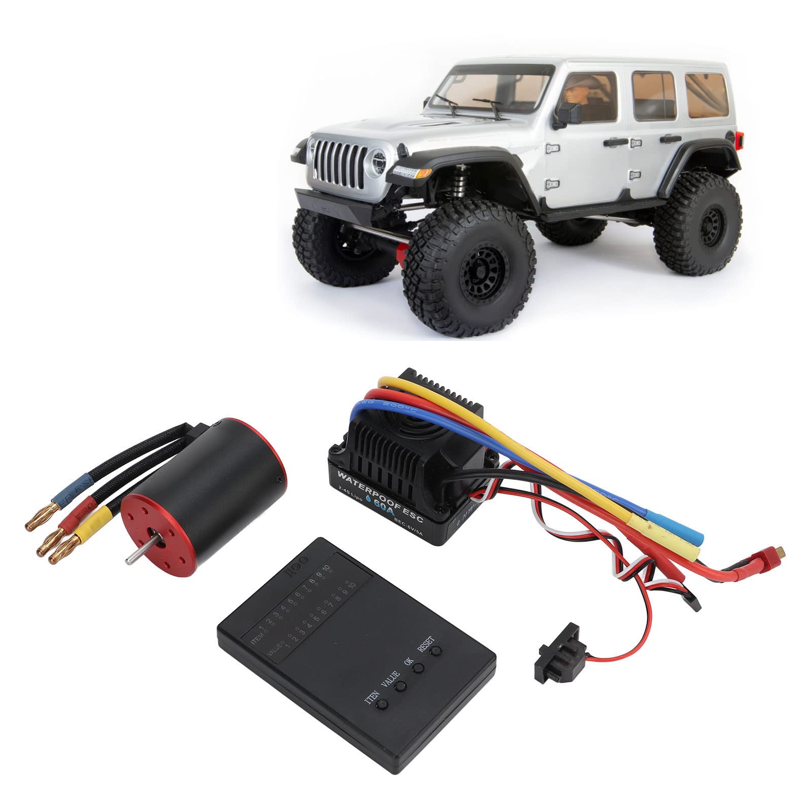 Kit Moteur Brushless 4500KV + ESC 60A – étanche, Pour RC 1/8 1/10, Alu & Cuivre