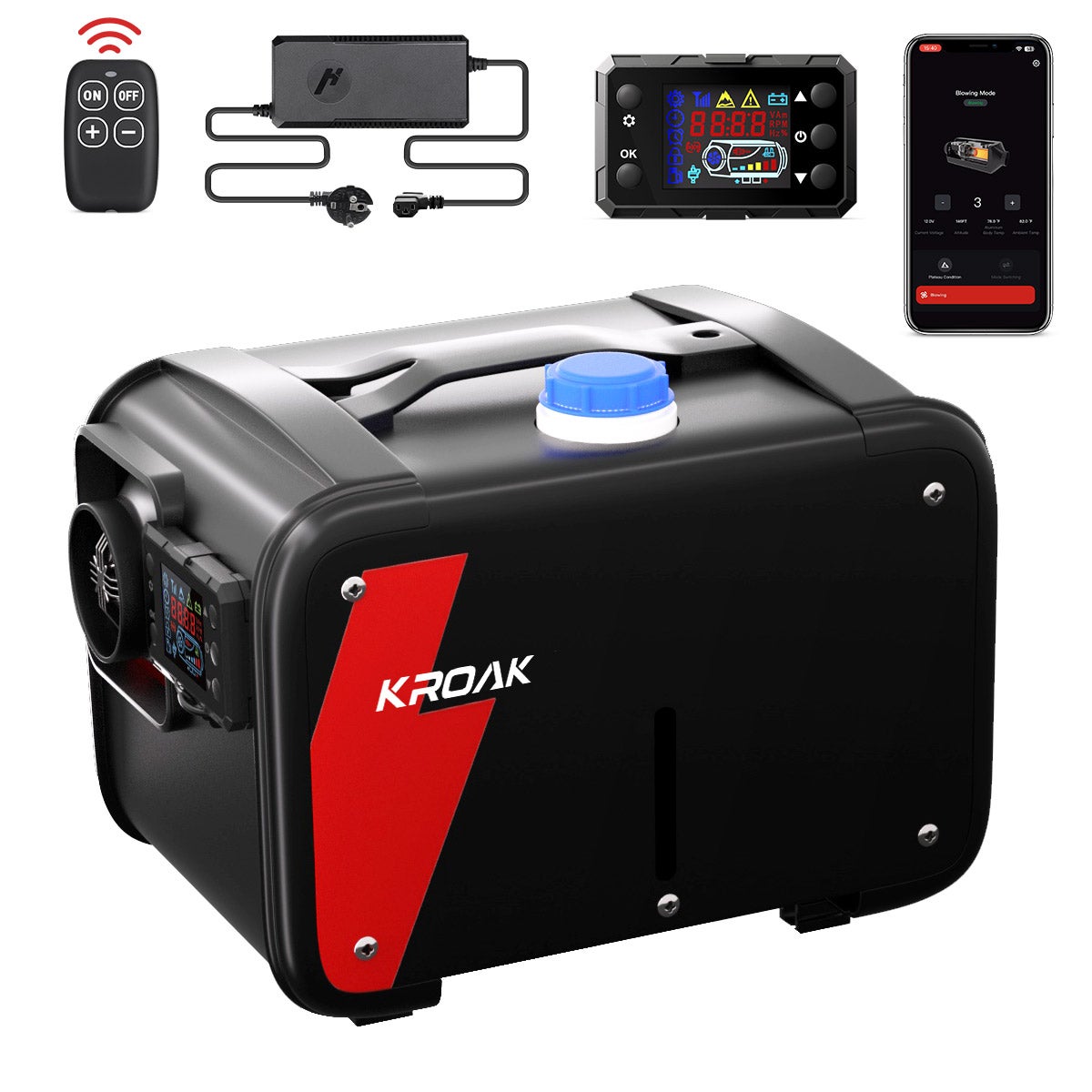 VEVOR Chauffage D'air Diesel 12V 5KW Pour Camions RV (Avec écran LCD Bleu & Télécommande