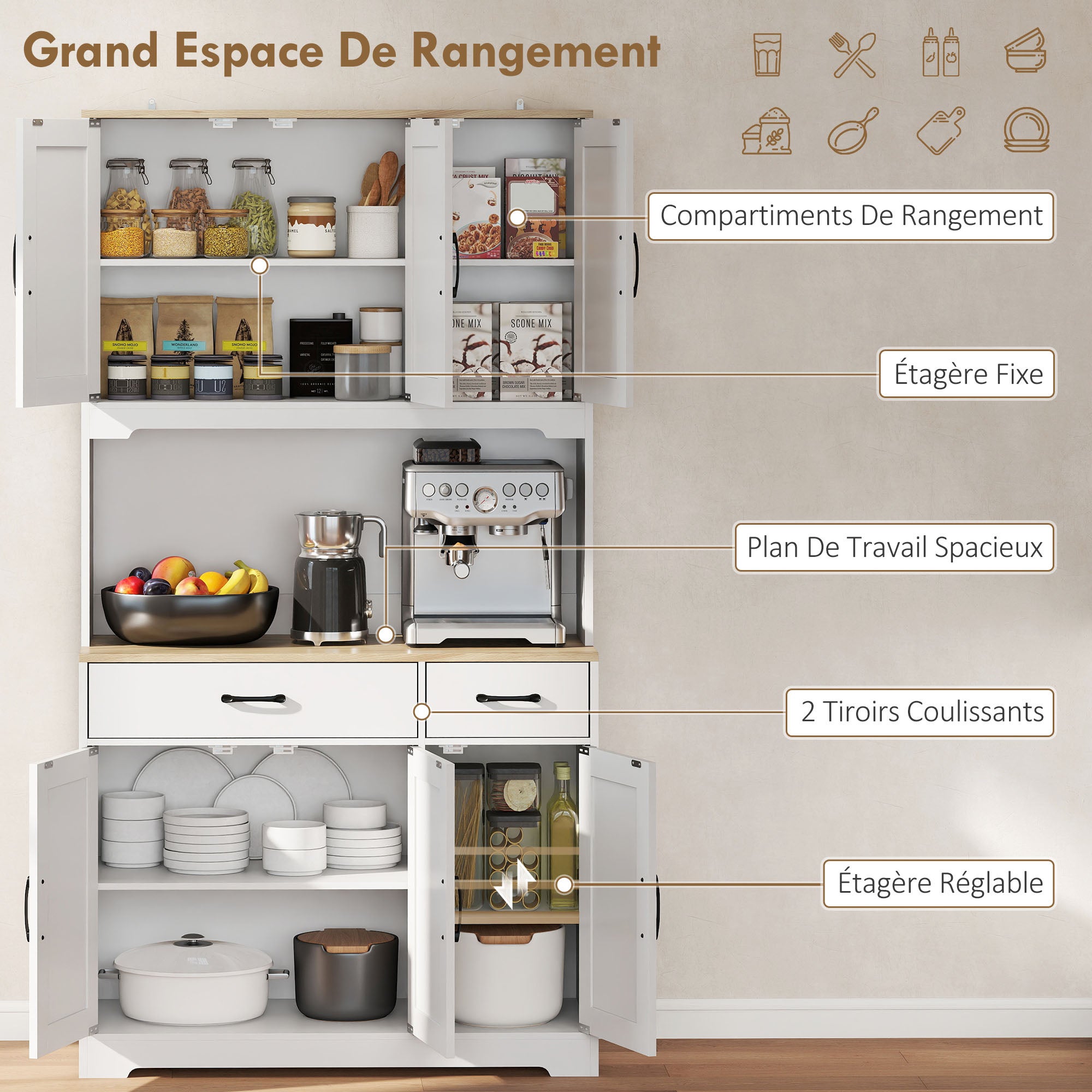 Armoire de cuisine panneau de particules HOMCOM - 4