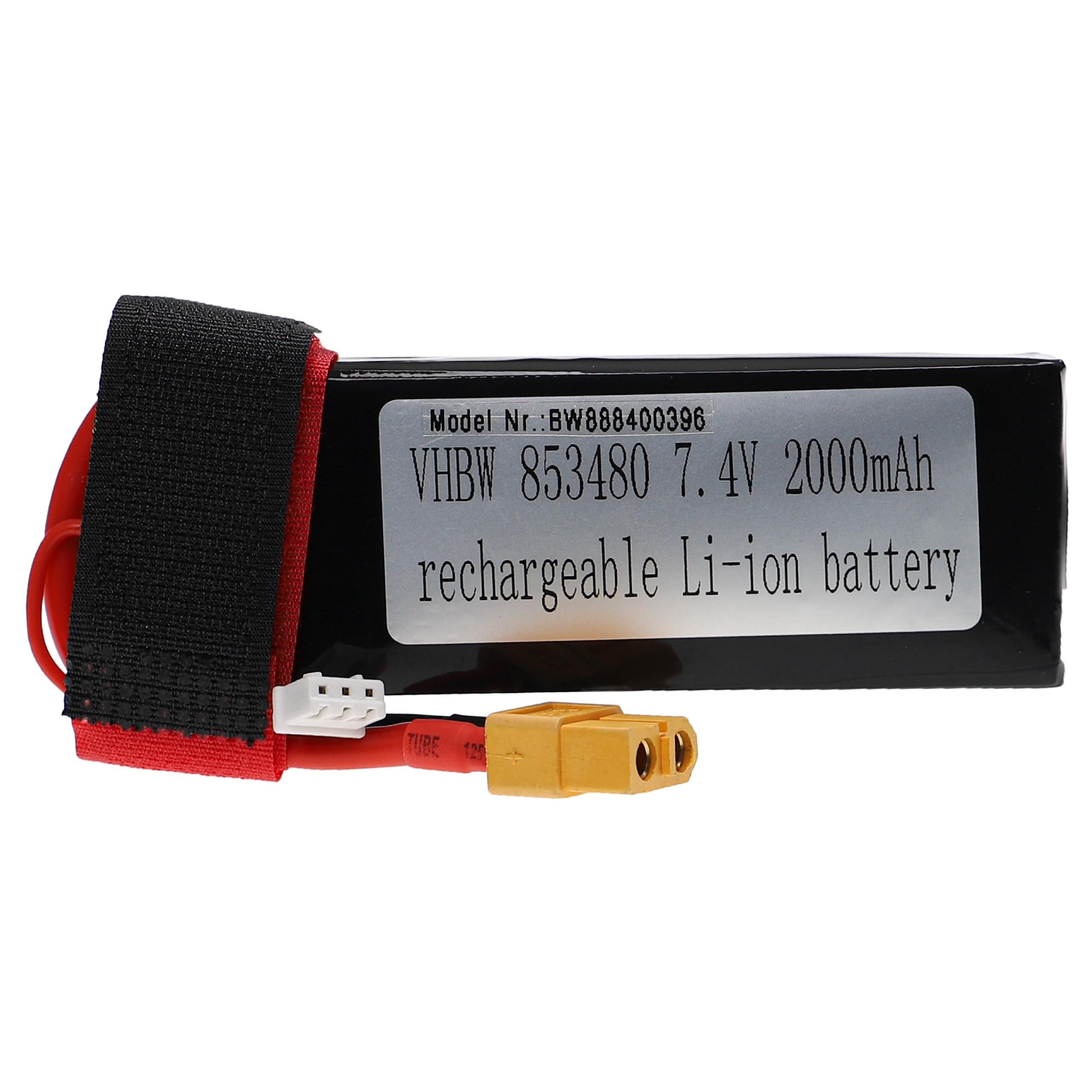 Vhbw batteria con XT30 per modellismo per es. macchine da corsa, elicotteri, aerei (2000mAh, 7,4V, Li-Poly, 84 x 34 x 20 mm) | Leroy Merlin