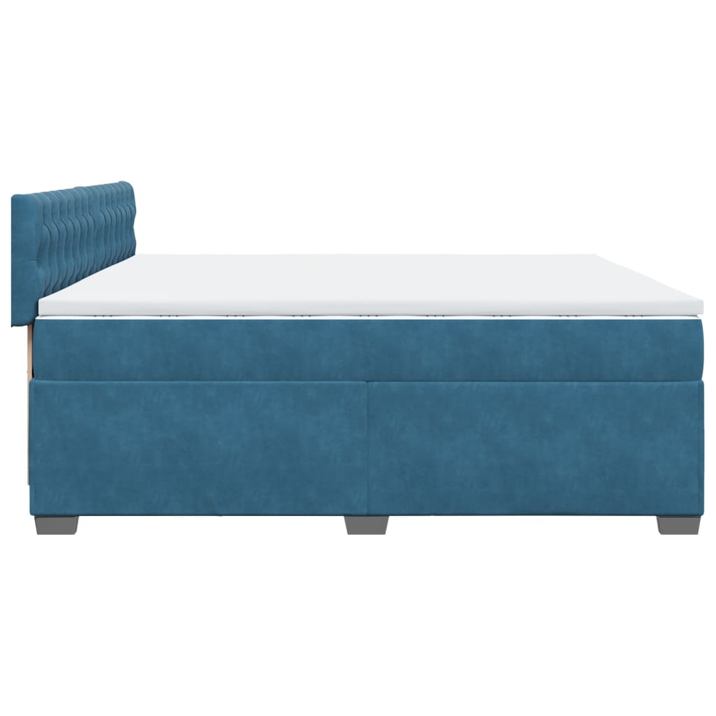 Maison Exclusive - Sommier à lattes de lit et matelas Bleu 200x200 cm velours - 7