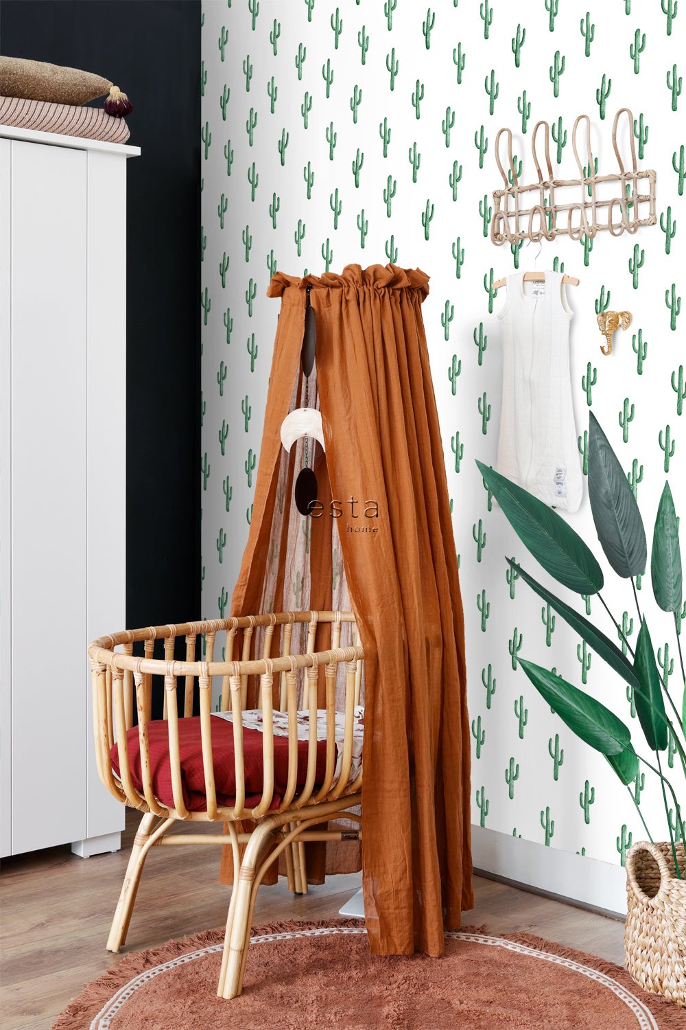 Tapeta małe kaktusy pustynne szmaragdowej zieleni - 53 cm x 10.05 m - ESTAHOME - 3