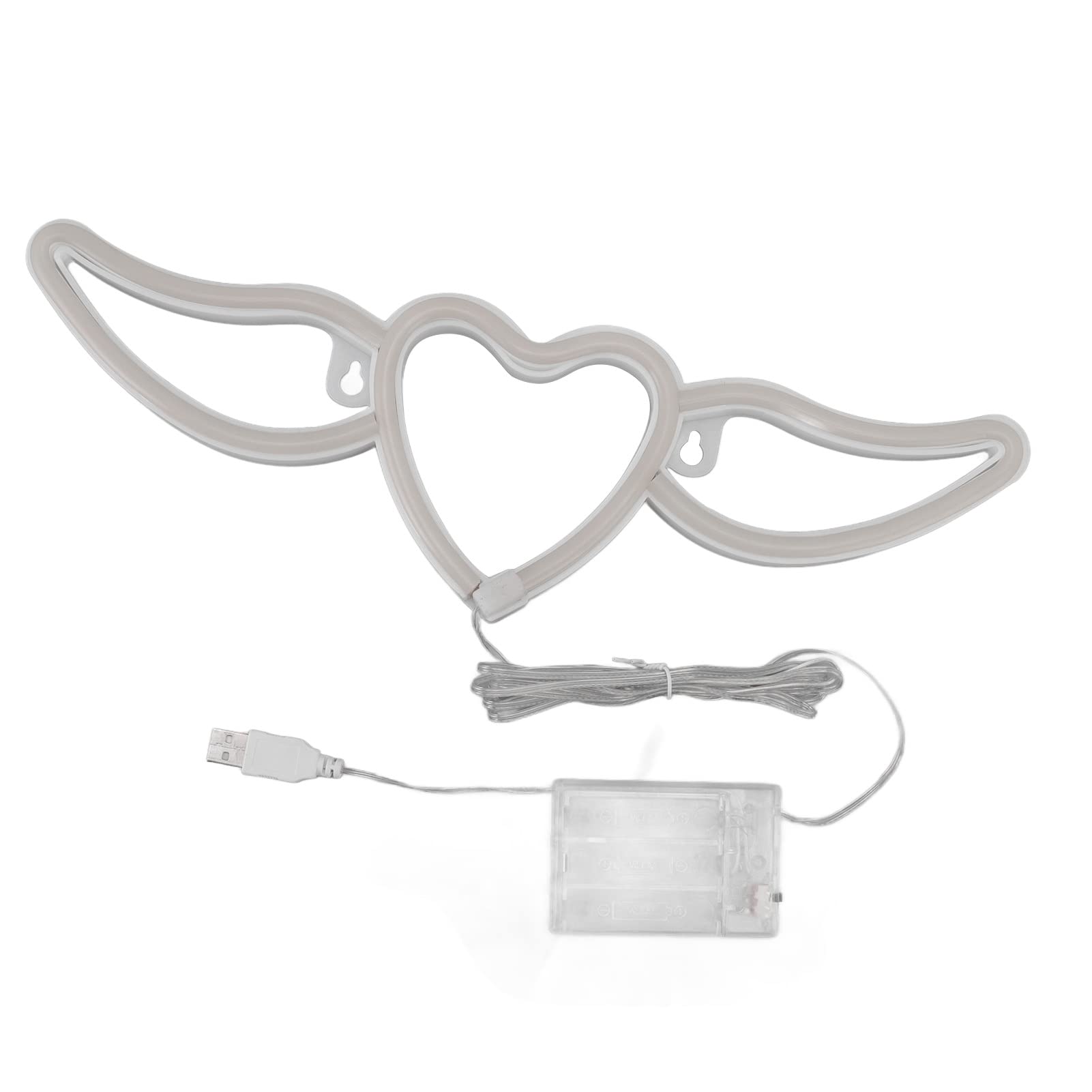 Neonowa lampka LED w kształcie skrzydła w kształcie serca Dekoracyjna lampka nocna Zasilana bateriami USB Niebiesko różowe neonowe światło dekoracji