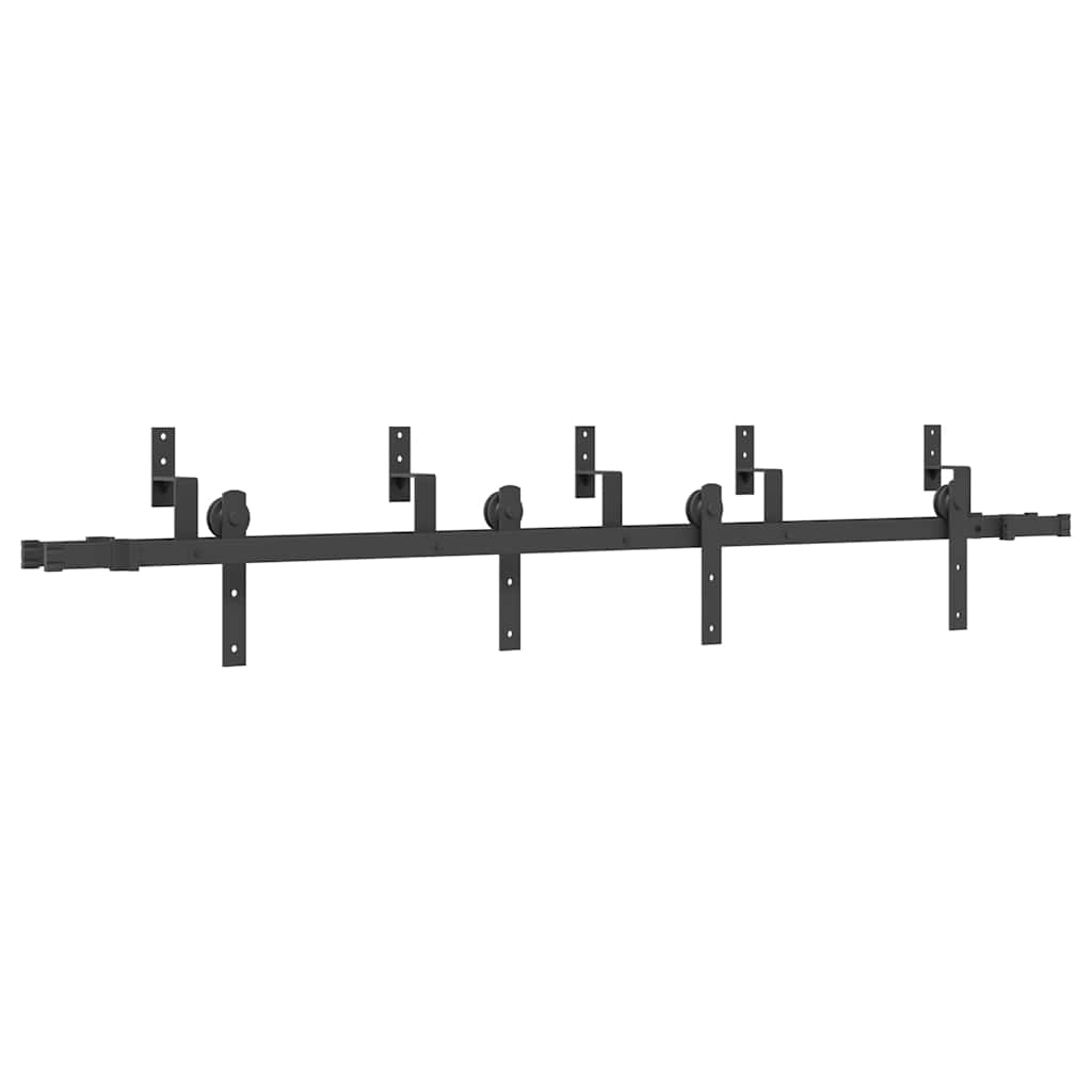 Kit de herrajes para puertas correderas acero negro 213,5 cm