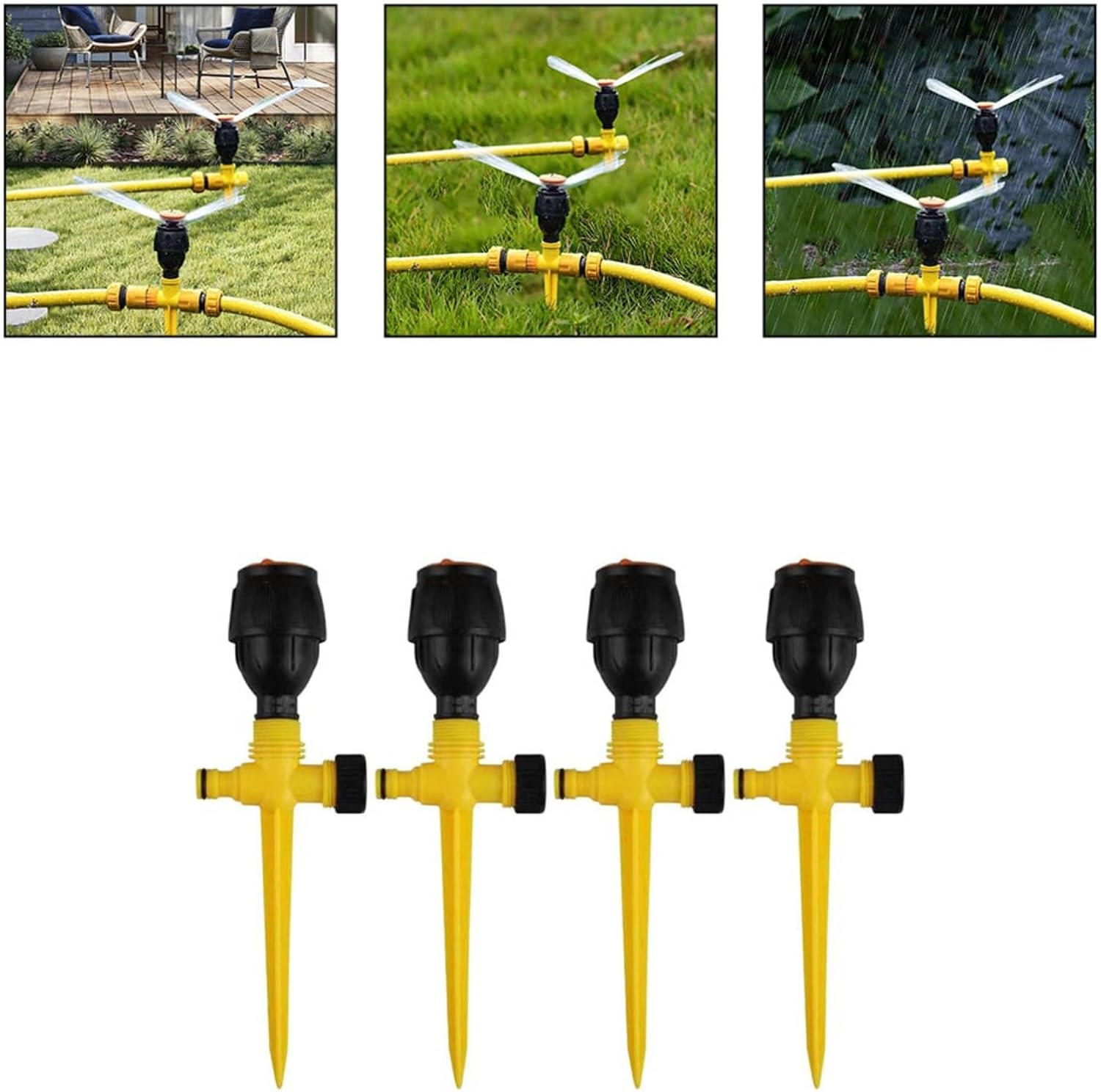 Zraszacz ogrodowy, 4-punktowy, obrót 360°, system nawadniania rolniczego, funkcja wbijania w grunt