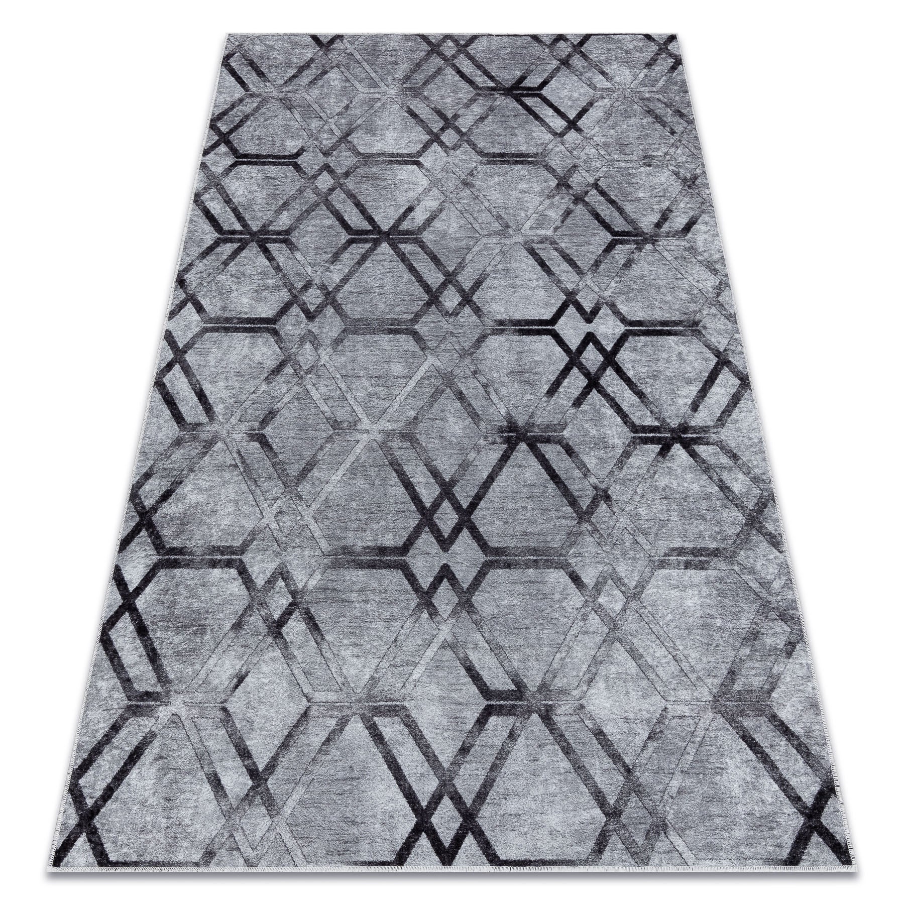 Dywan do prania MIRO 51805.803 Geometryczny, kratka antypoślizgowy - szary 80x150 cm