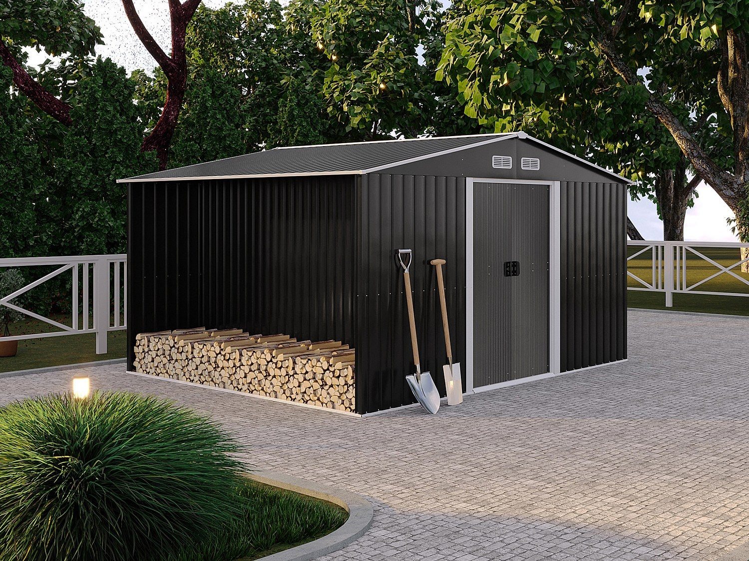 Wiata ogrodowa ze stali galwanizowanej w kolorze szarym LERY - 10,5m²