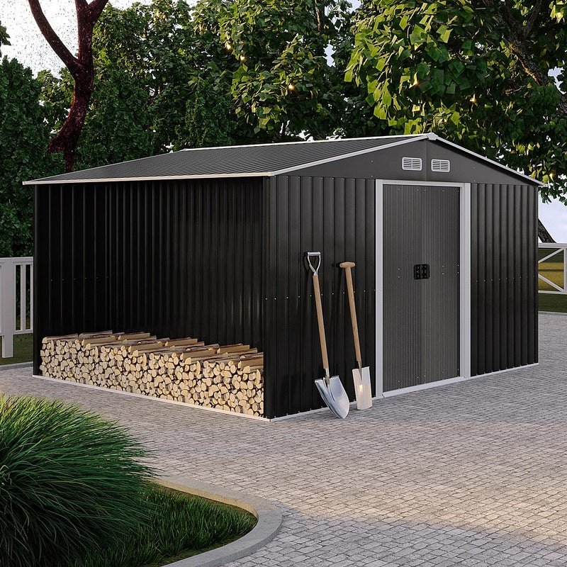 Wiata ogrodowa ze stali galwanizowanej w kolorze szarym LERY - 10,5m²