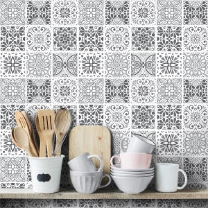 Sticker Mural Carrelage Adhésif Cuisine Salle De Bain - 24 STICKERS CARREAUX DE CIMENT AZULEJOS Alexiano 24stickers30x30cm 86801554