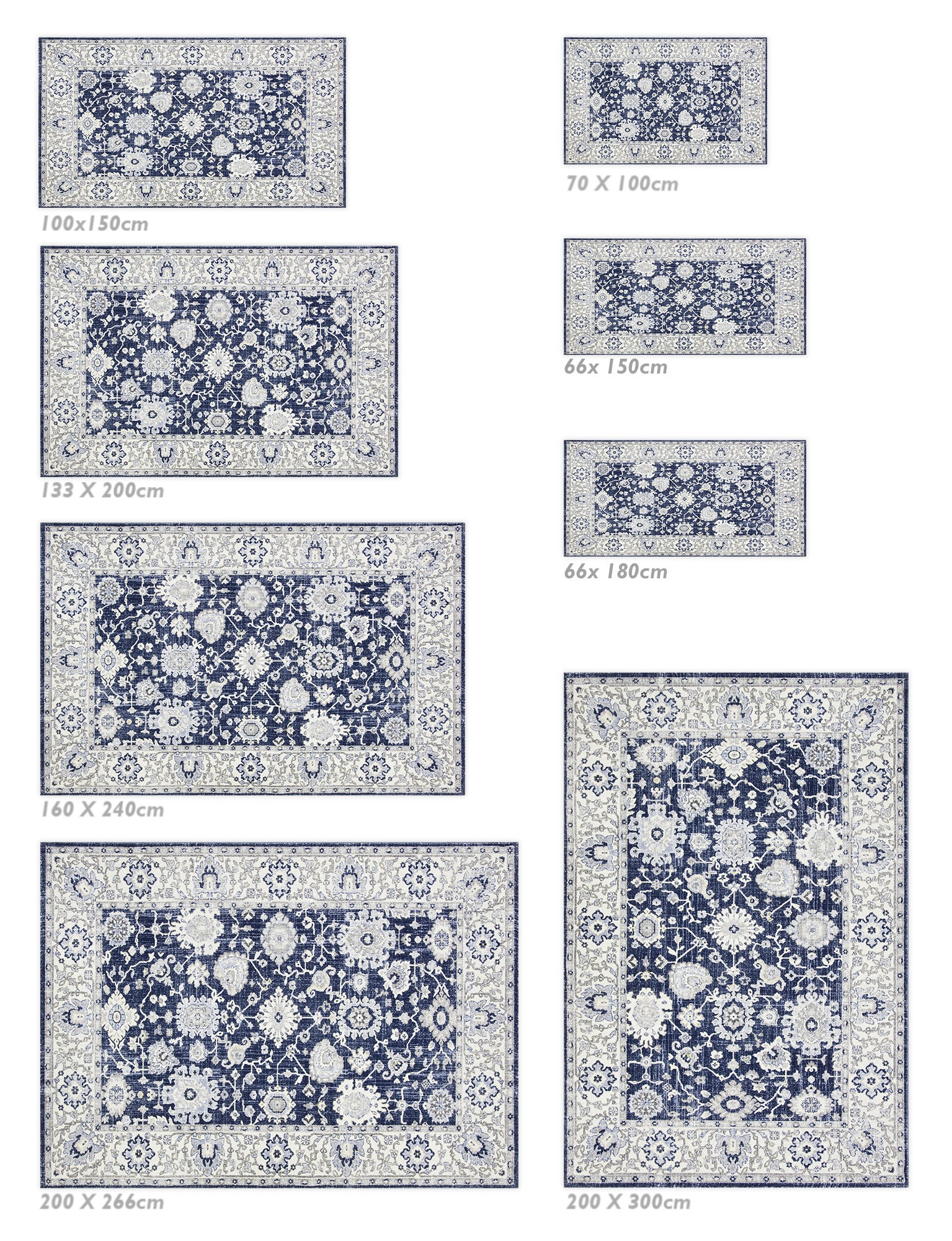 Tapis antidérapant en vinyle, Teherán azul 160x240 cm - PVC imprimé, lavable, ignifuge, pour le salon et la cuisine - 6
