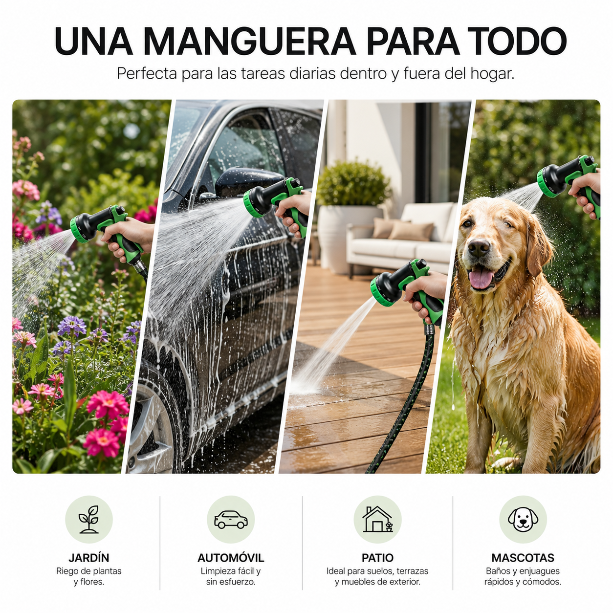 Manguera Extensible De Jardín 30 m Con Pistola Multifunción - 5