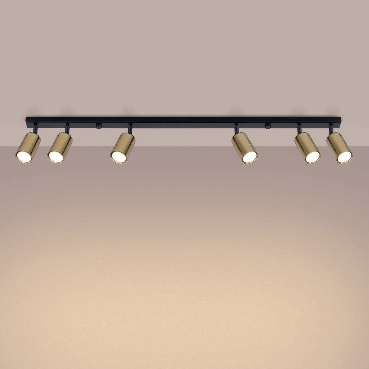 Plafon GLOIS 6L czarny/złoty LED 3000K - 118x6x18.5cm Sollux