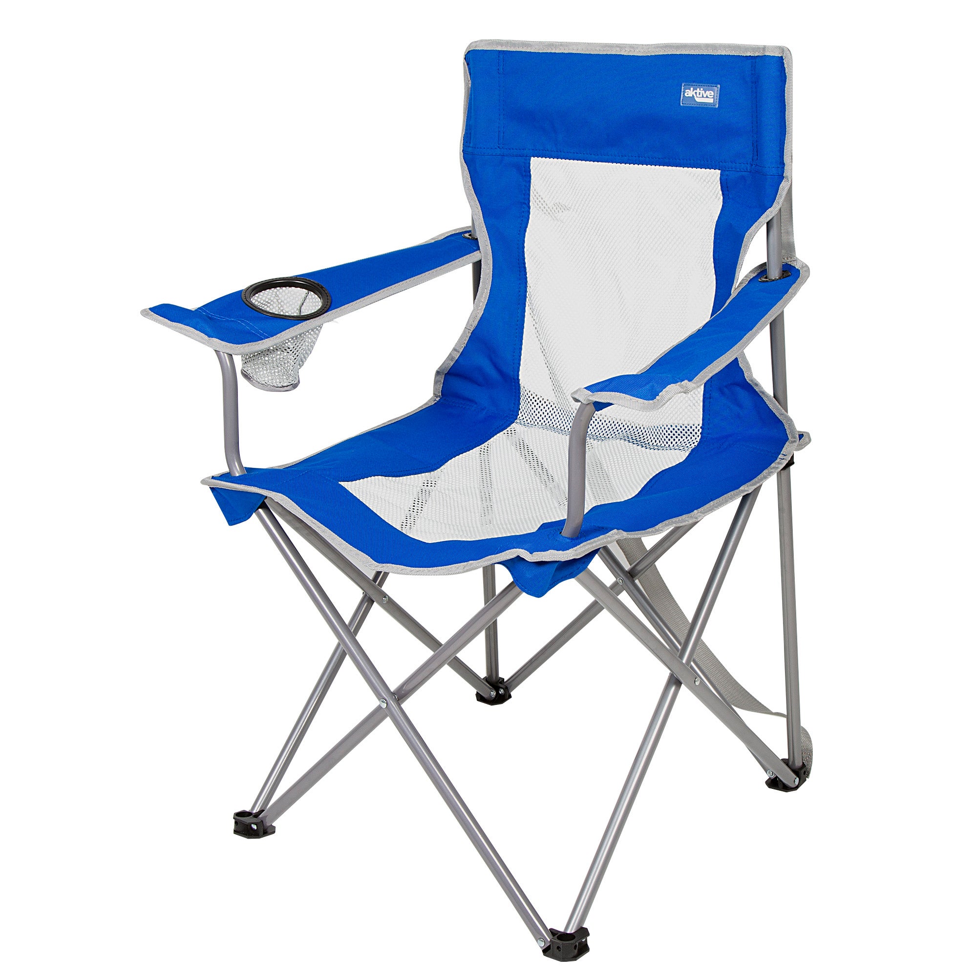 Silla plegable camping con posavasos y respaldo transpirable aktive