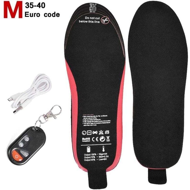 Semelles chauffantes électriques, semelle chauffante rechargeable avec interrupteur à télécommande 3 niveaux de chaleur (taille 35-40) - 2