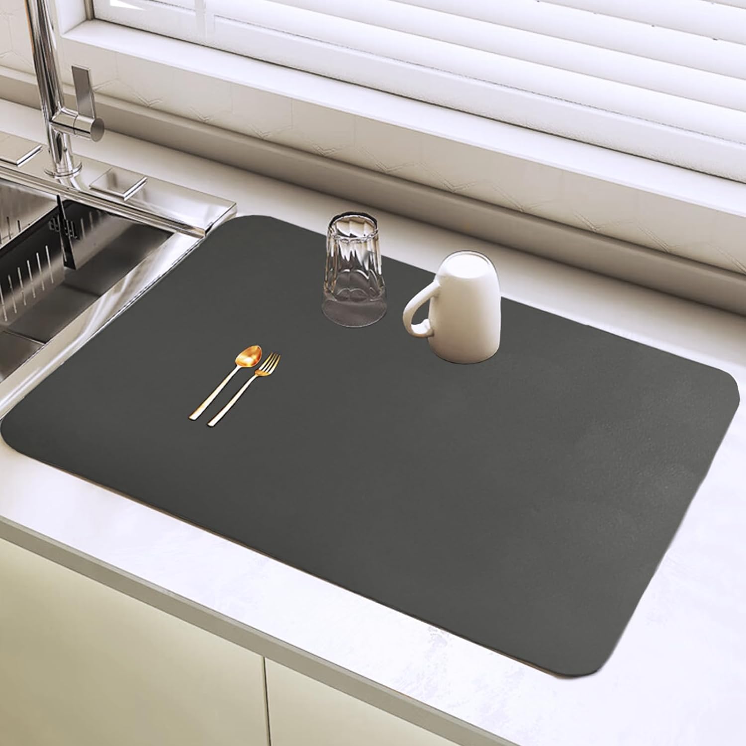 Tapete para escurridor de platos, tapete para escurridor de cocina súper absorbente de 40 × 30 cm, tapete absorbente para escurridor de platos | Leroy Merlin