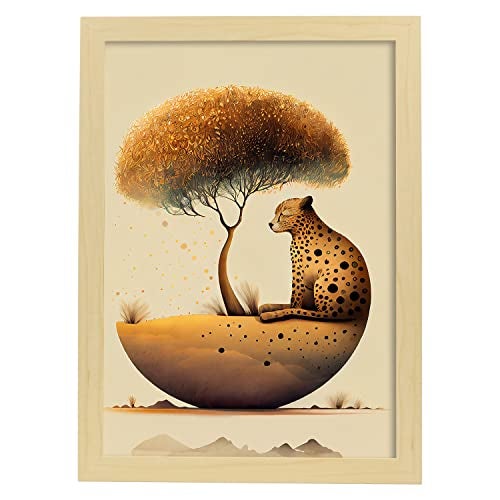Poster de guepardo en estilo precisionismo ilustraciones infantiles a todo color de animalitos durmiendo interiorismo y decoración a3 marcos madera