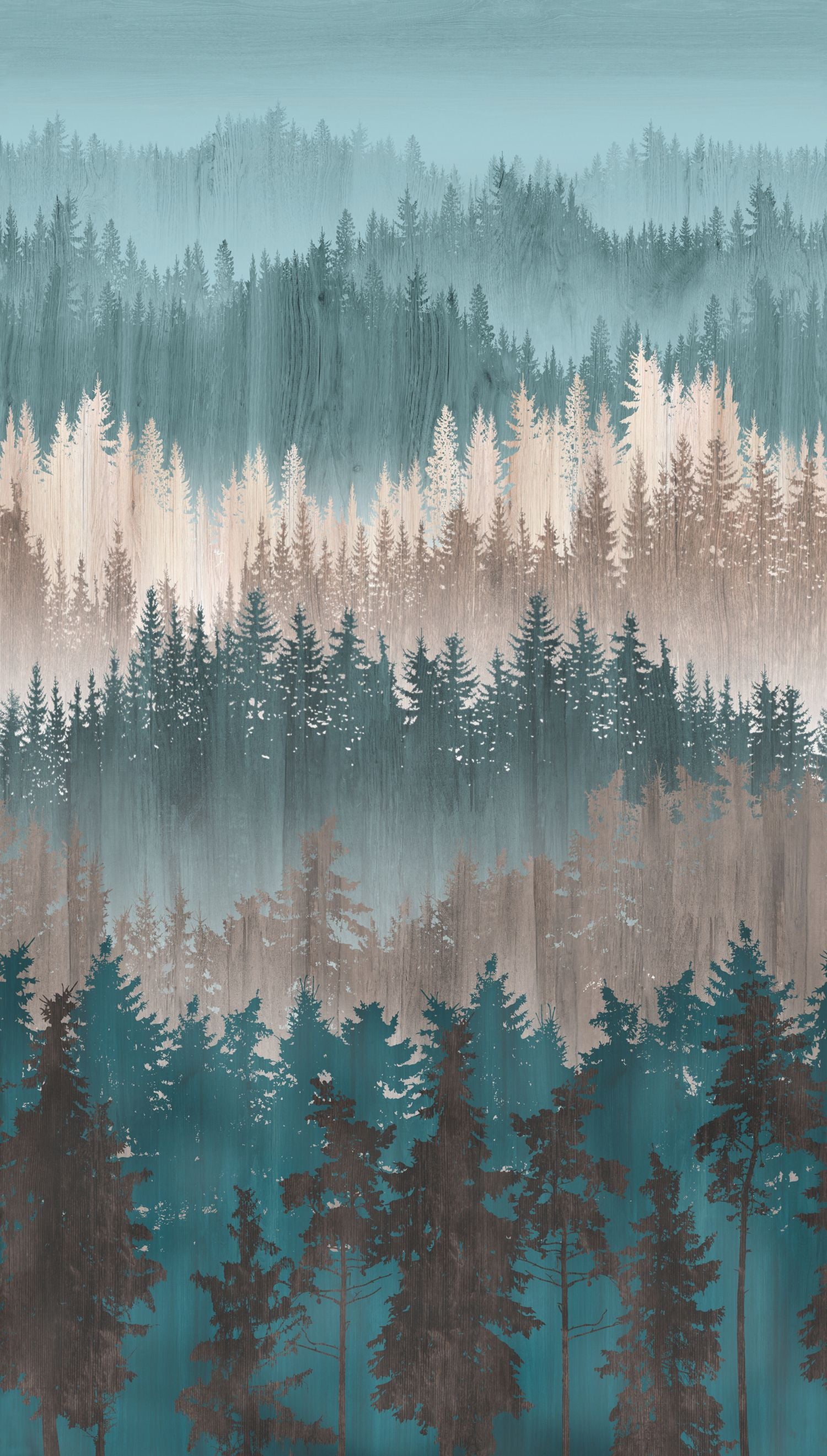 Fototapeta drzewa niebieskim,brązowym,beżowymIpetrol blue - 159 x 280 cm - LIVINGWALLS