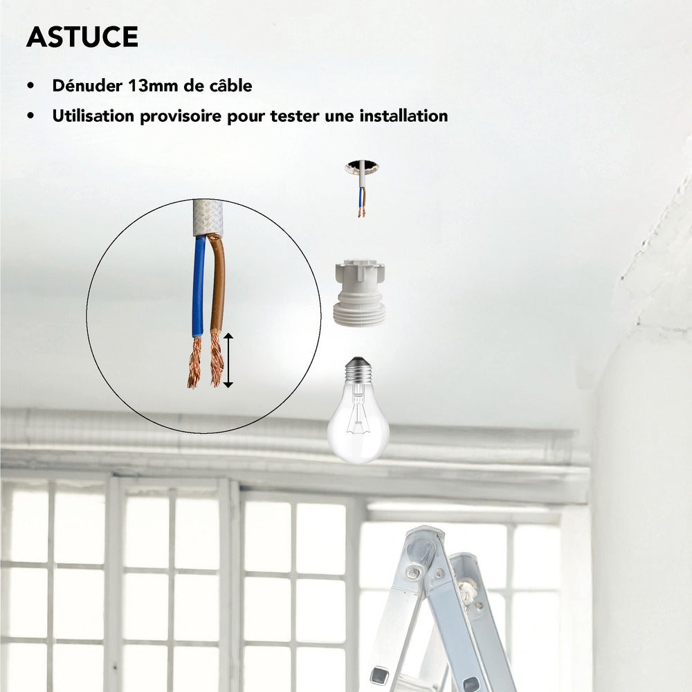 Lot de 10 douilles de chantier E27 à connexion rapide- Tibelec - 2