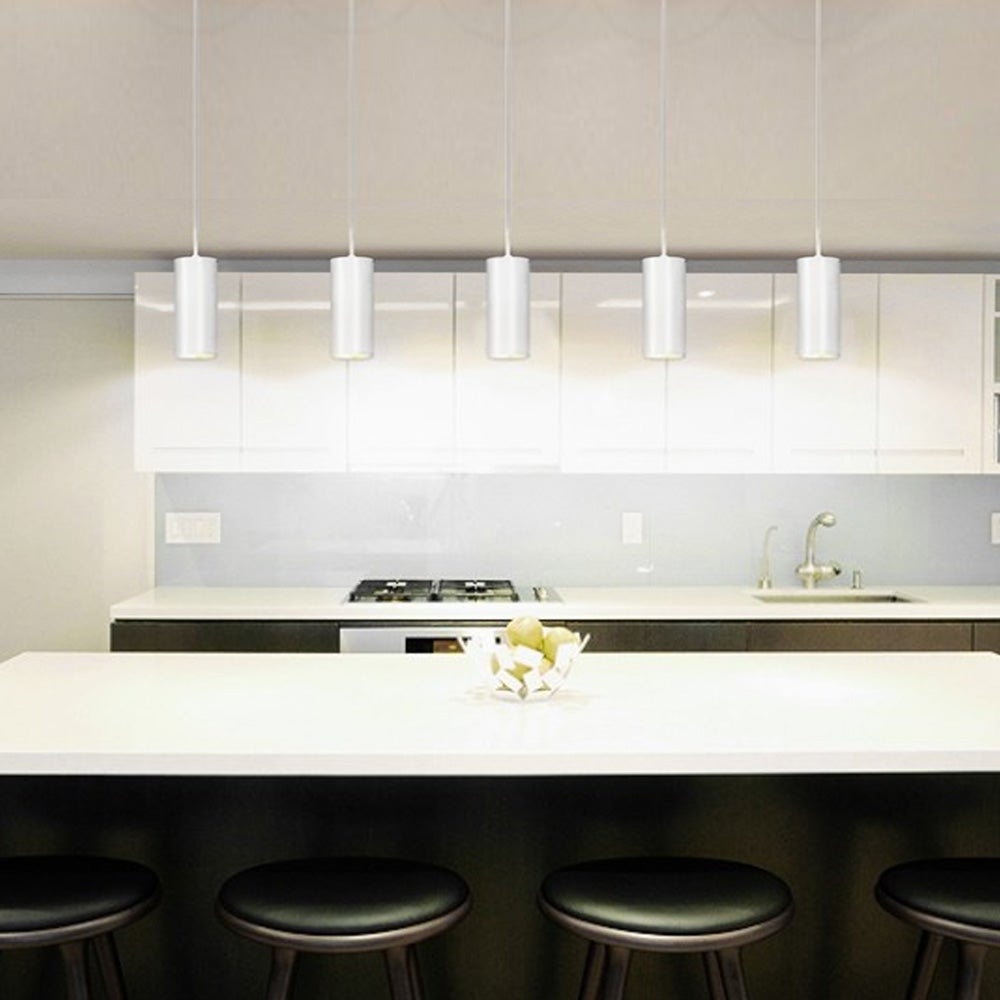 Pack de 2 Lámparas Colgantes de Techo Moderno Aluminio Blanco Minimalista en Forma de Tubo 20cm con Portalámpara GU10, Altura Ajustable - 4