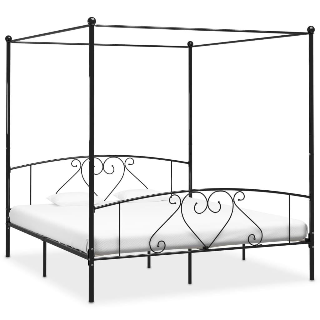 Maison Exclusive - Estrutura de cama com dossel 200x200 cm metal preto - 6