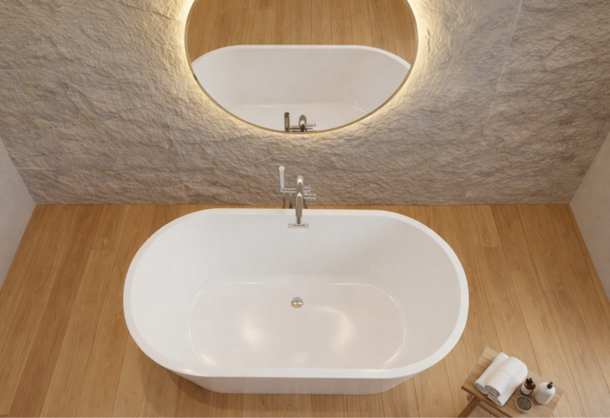 Baignoire îlot avec vidage – 170 x 75 cm – Blanc brillant – LAVIA - 6