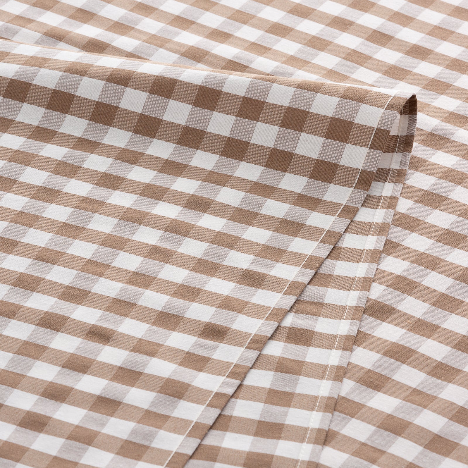Obrus plamoodporny vichy z bawełny, miękki w dotyku, taupe 140x200 cm - 6