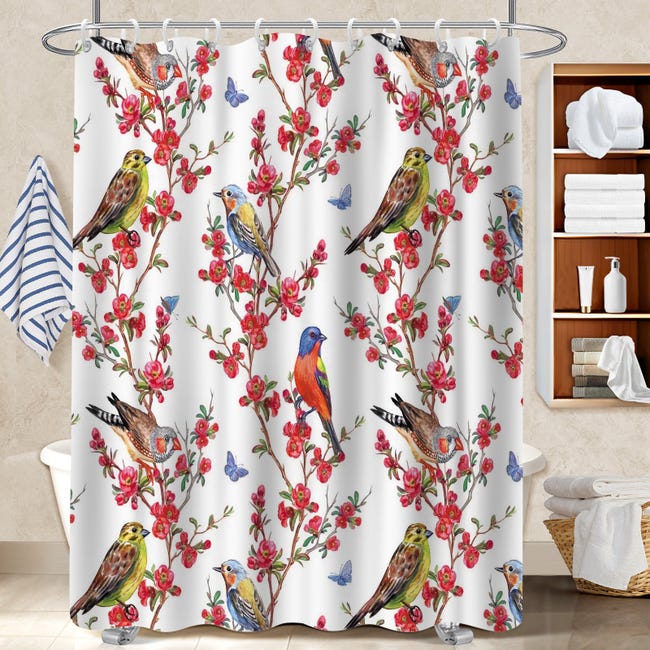 Rideau De Douche Fleurs De Cerisier 180x200 Cm - Style Japonais Sakura Rose Imperméable Et Élégant Rideau Bain Polyester Imperméable Rideau De Douche Fleurs De Cerisier 180x200 Cm - Style Japonais Sakura Rose Imperméable Et Élégant Rideau Bain Polyester Imperméable