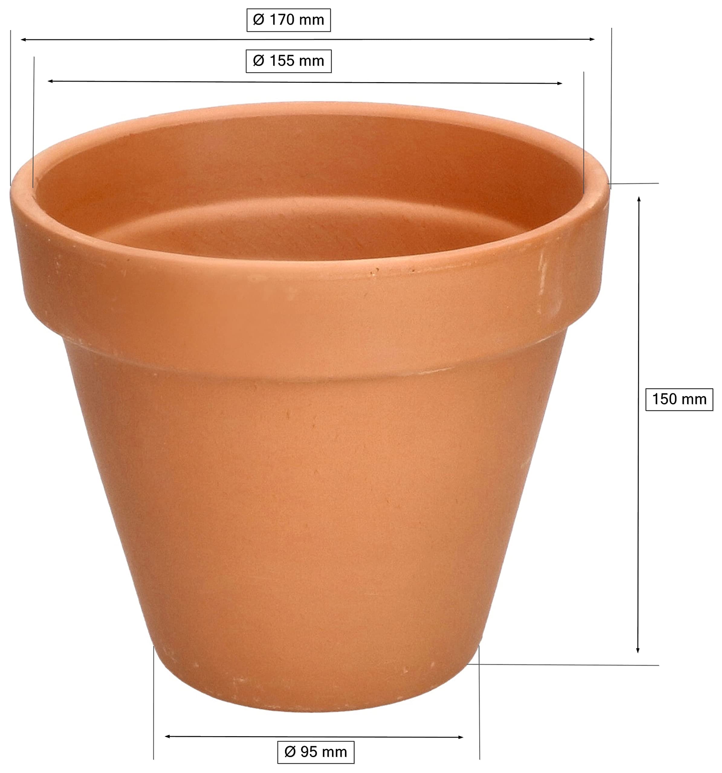 Lotto da 2 vasi in terracotta - Ø 17 cm - con bordo - per interno e giardini - KOTARBAU - 2