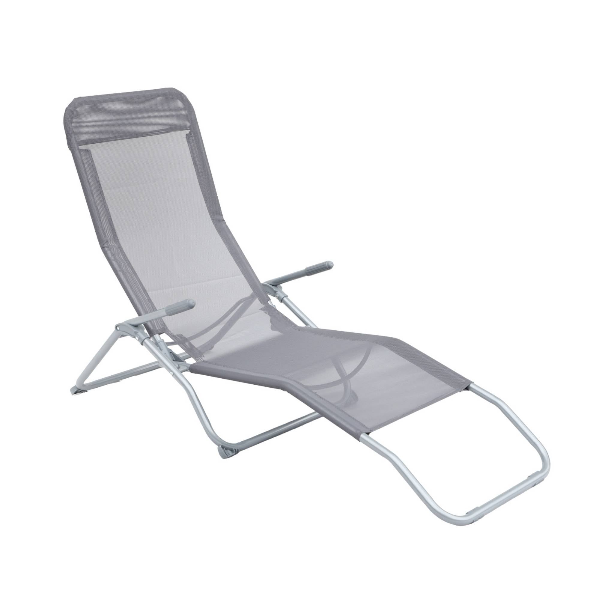Tumbona plegable de textileno con 2 posiciones, set de 2 Antracita - 57x168x93 cm - 5