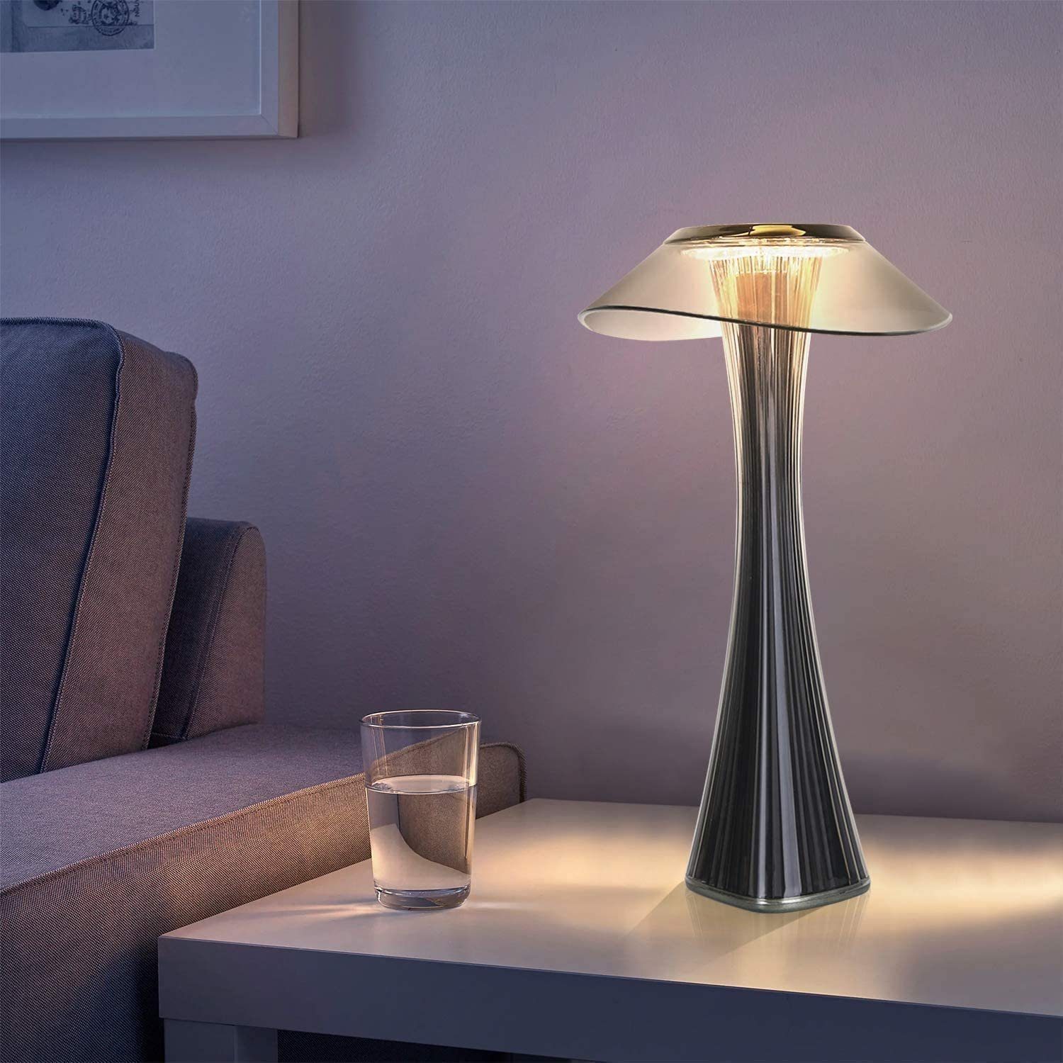 NETTLIFE Lampa stołowa LED, ściemniana dotykowo lampka nocna z możliwością ładowania, przenośna lampka nocna USB z atmosferą