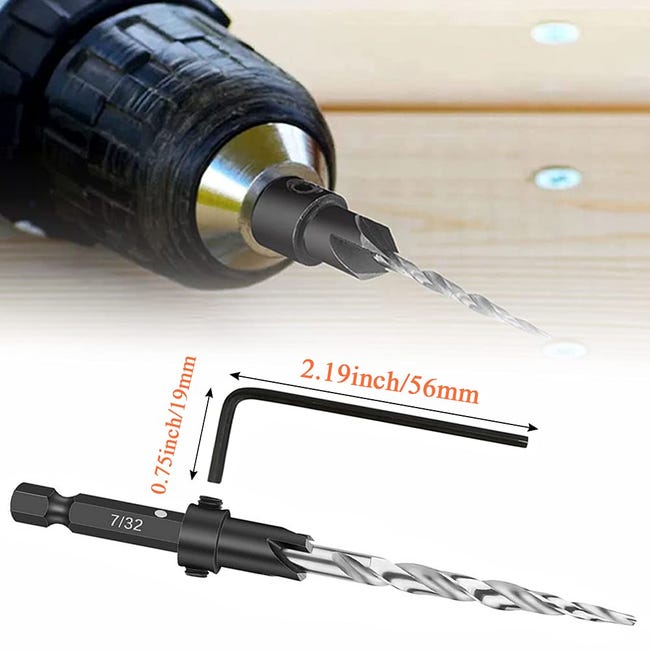 Pezzi Punte Da Trapano Svasatore Con Codolo Esagonale Da 1/4 Pollici, Set Di Punte Da Trapano Svasatore Per Legno HSS Con Chiave Piccola, Kit Di Pun | Leroy Merlin - Foto 7