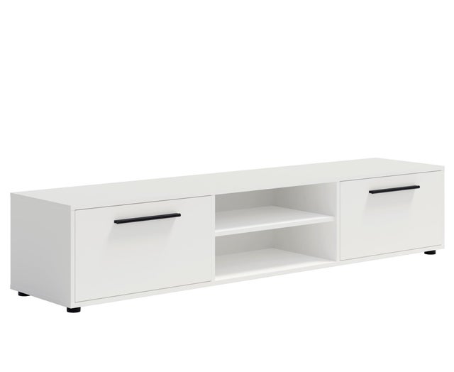 Stylowa Szeroka Dwudrzwiowa Szafka RTV MAXIVO Biała do Salonu – 190 cm