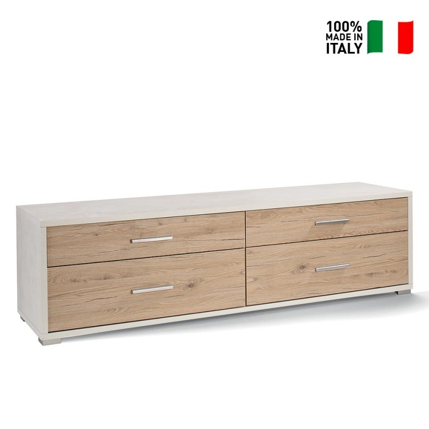 Meuble TV mobile avec commode 4 tiroirs design moderne Mila - 2