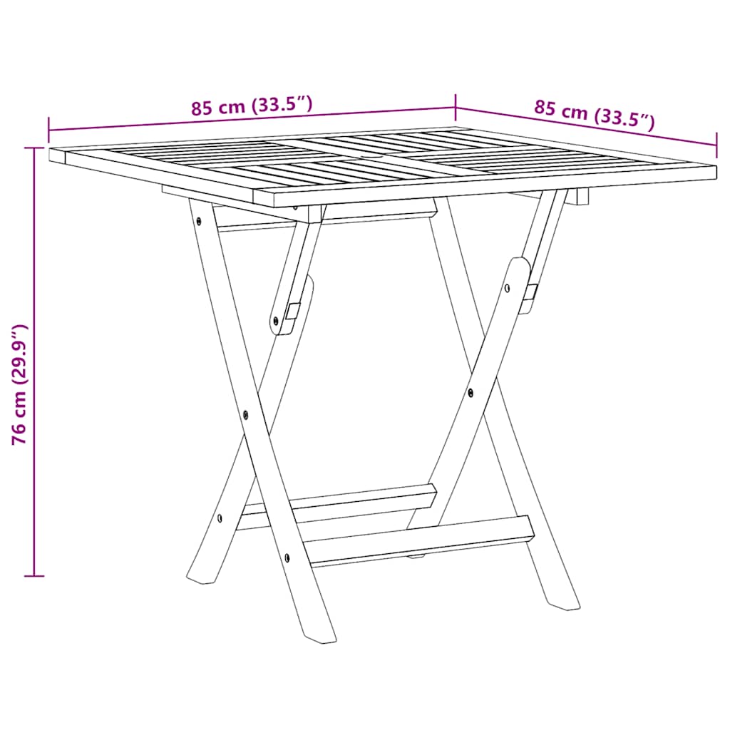 Table à manger de jardin carré en Bois Marron 4 places - 9