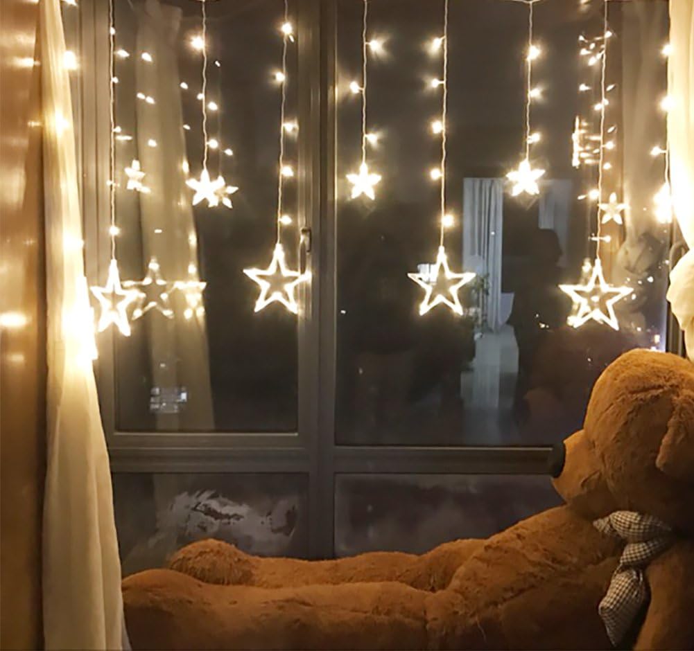 Guirlande Lumineuse 12 Étoiles LED - Lumière Blanche Chaude & 8 Fonctions - Pour Décoration Noël, Mariage et Fêtes - Usage Intérieur - 3