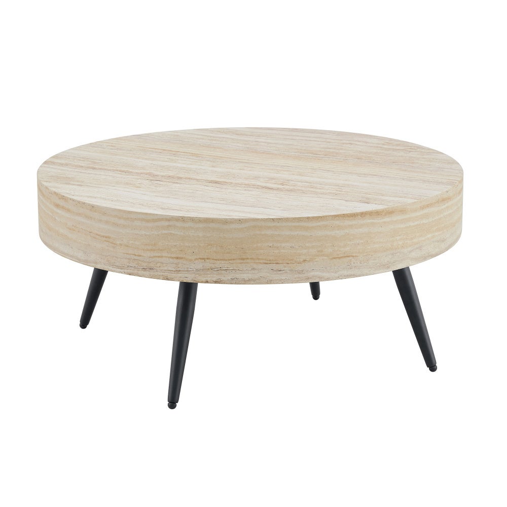 Table Basse Ronde Dw Table basse ronde de 70cm de diamètre,en MDF aspect travertin clair ...