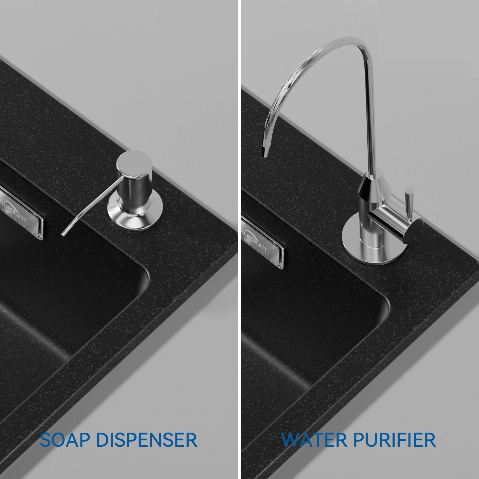 Évier Cuisine 1 Bac en Granit,55*45*20cm,Kit de Vidage,Évier Cuisine Encastré,Trous de Montage pour Robinet/Distributeur Savon - 7