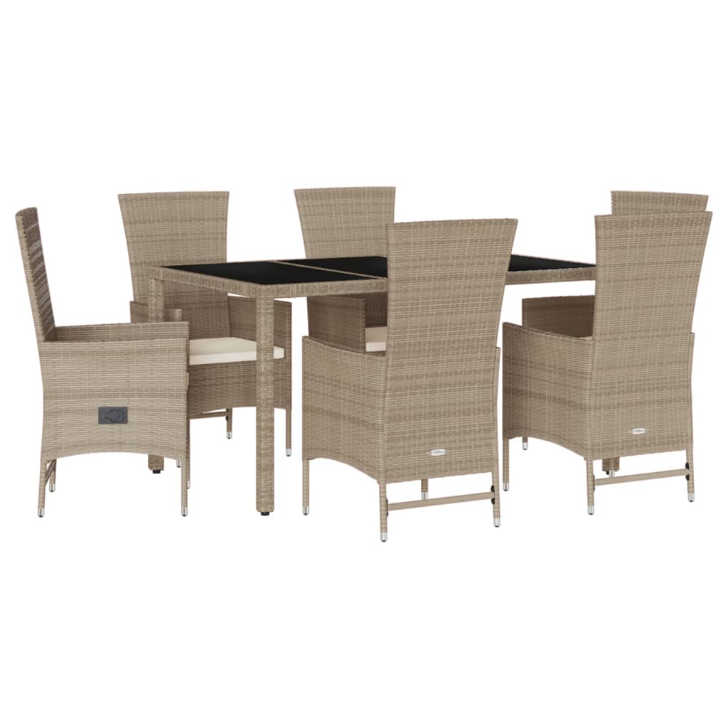 Maison Exclusive - Ensemble à manger de jardin et coussins 7 pcs beige poly rotin - 2