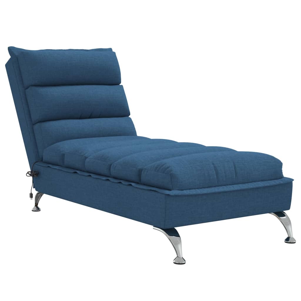 Chaise longue de massage avec coussins bleu tissu | Leroy Merlin