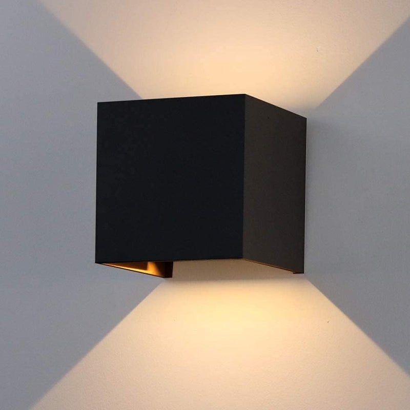 12 W zewnętrzna lampa ścienna, IP65 wodoodporna, LED, nowoczesne oświetlenie wewnętrzne/zewnętrzne, aluminium, regulowana wiązka światła, ciepła biel