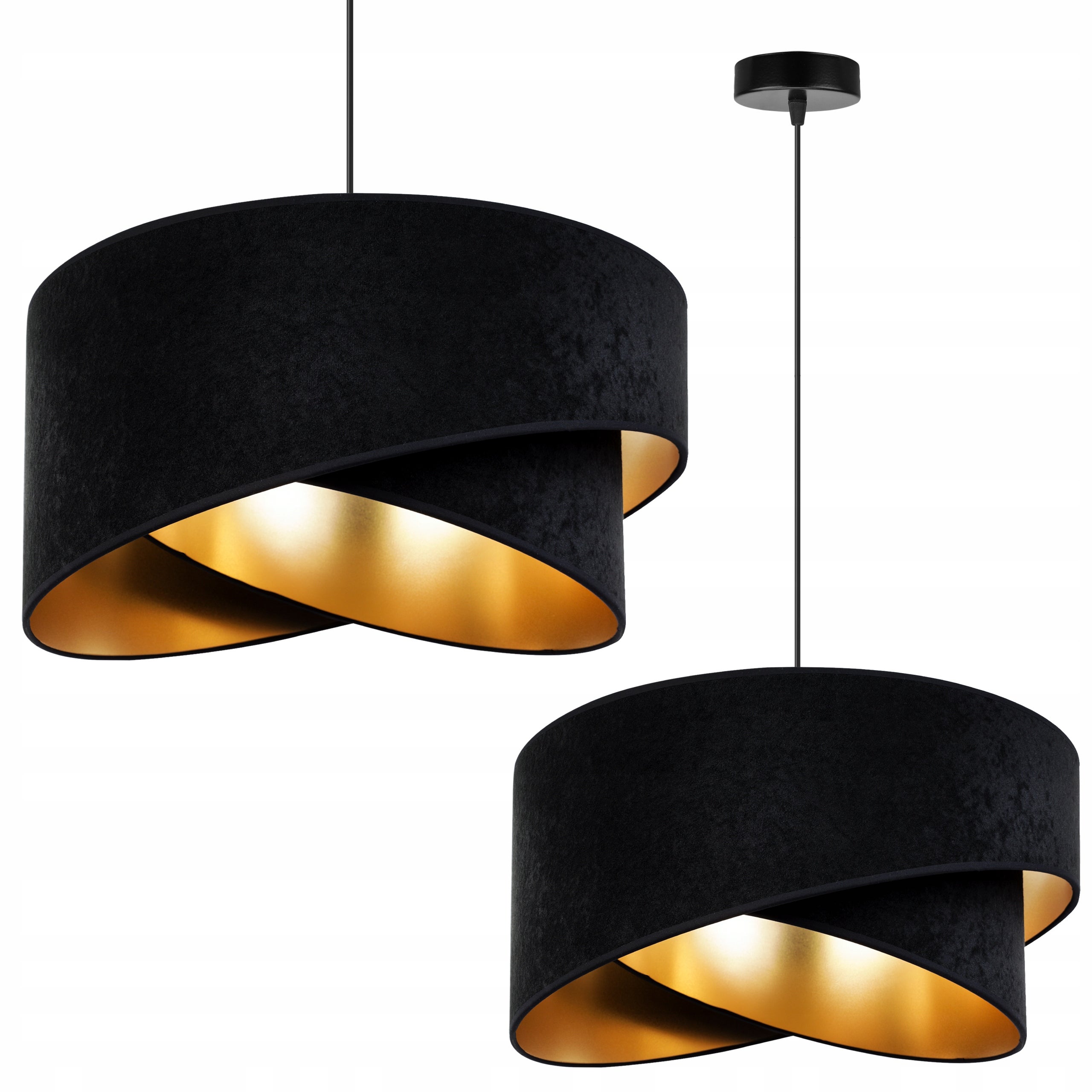 Lampa sufitowa wisząca modern welur 1xE27 klosz okrągły złoty/czarny Light Home LH